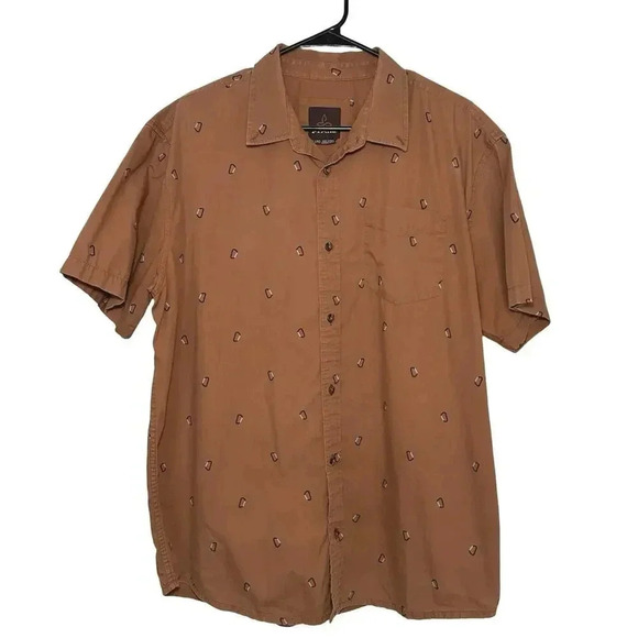Prana Men’s Broderick Short Sleeve Button Down Shirt Brown Size XL - Picture 2 of 6
